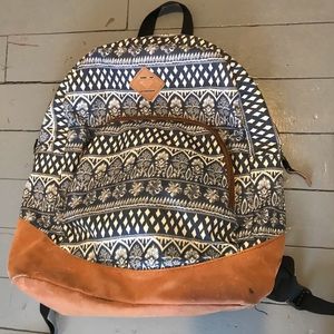 Navy blue and faux leather Roxy backpack